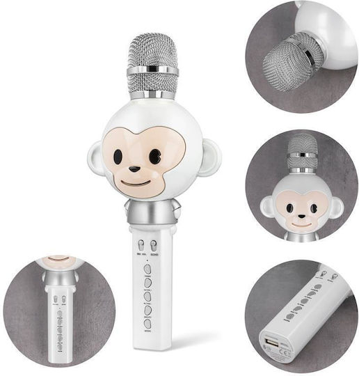 Forever Μικρόφωνο Karaoke Ασύρματο Animal AMS-100 White Λευκό