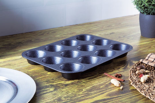 Berlinger Haus Black Silver Collection Форма за сладкарство за къпкейкове/мъфини от алуминий 12 места 35x26.5бр 1бр