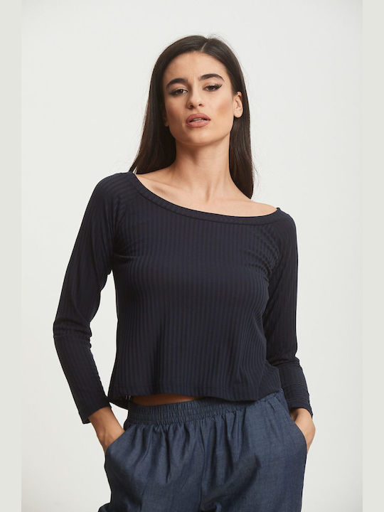 Dress Up Women's Blouse Off-Shoulder Blue