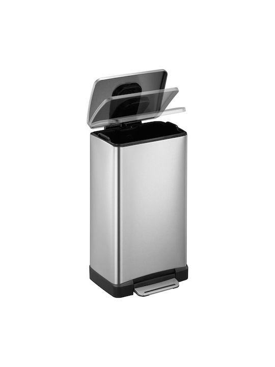 Eko Waste Bin Waste made of Stainless Steel with Pedal Silver 40lt 1pcs