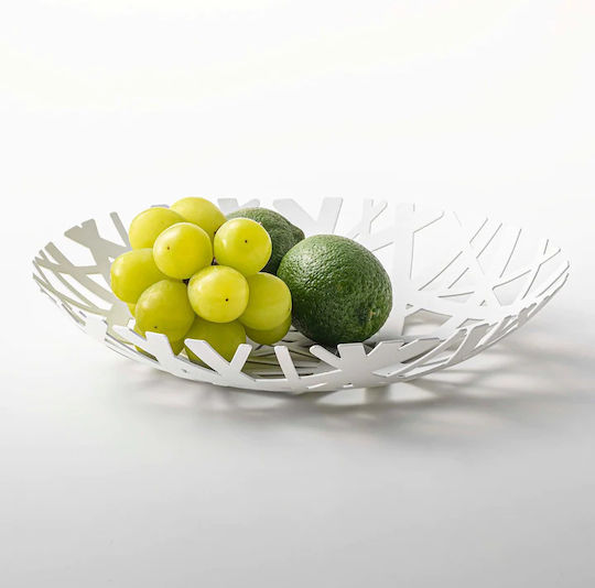 Yamazaki Tower Fruit Bowl Metallic White 26x26cm