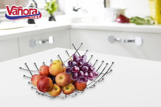 Vanora Vanora Fruit Bowl Metallic Silver 26x26x9cm