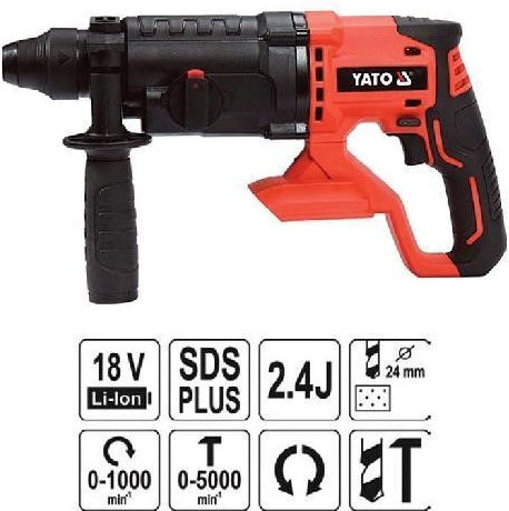 Yato COMBO 3XL Set Eckiges Rad & Bohrschrauber & Hammer Brushless 18V mit 2 Batterien 4Ah und Hülle