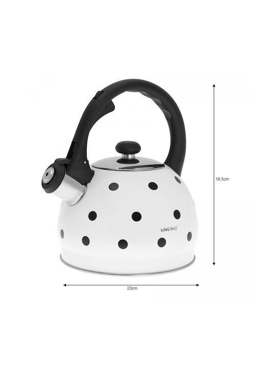 KING Hoff Dots Teekanne Aluminium Weiß 2000ml