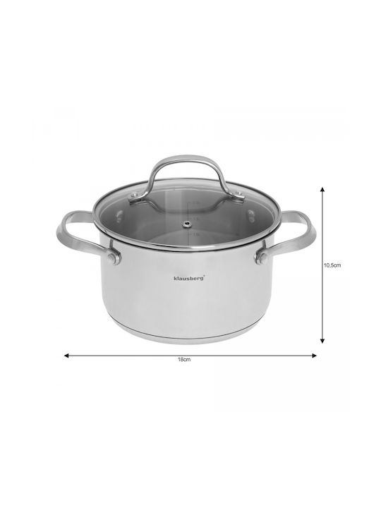 Klausberg Tiefer Edelstahl-Topf 2.5Es / 18cm