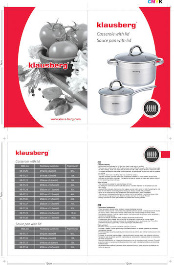 Klausberg Βαθιά Ανοξείδωτη Κατσαρόλα 6lt / 24cm