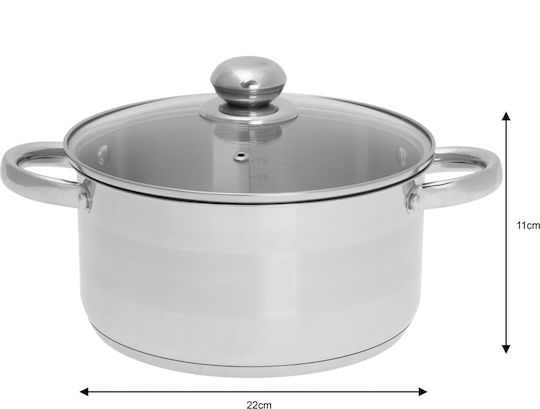 KING Hoff Deep Stainless Steel Pot 6lt / 24cm