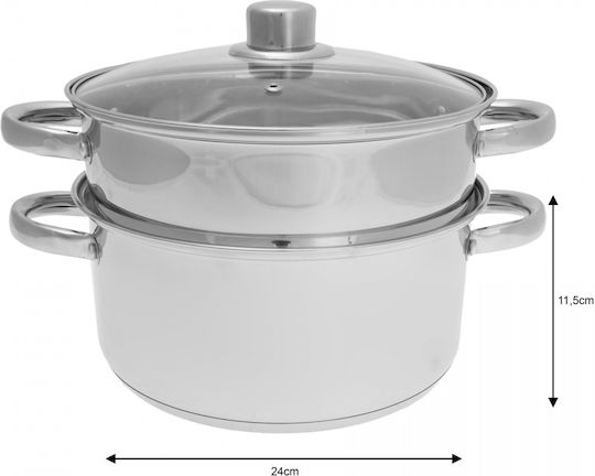 KING Hoff Βαθιά Ανοξείδωτη Κατσαρόλα Ατμού 5lt / 24cm