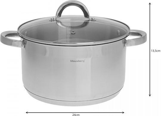 Klausberg Βαθιά Ανοξείδωτη Κατσαρόλα 6lt / 24cm