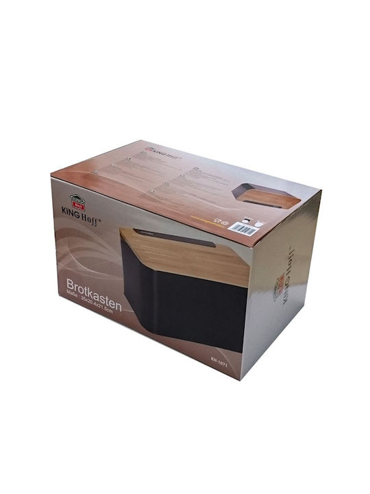 KING Hoff Bread Box Wooden Black 35x20.4x21.5cm