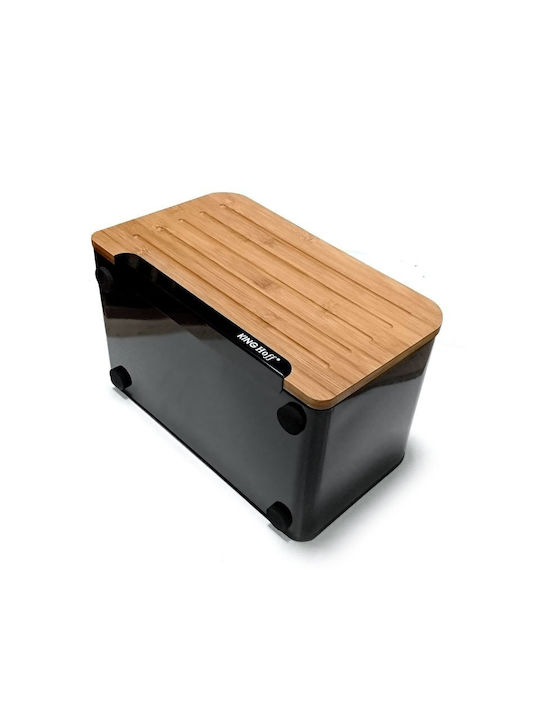KING Hoff Bread Box Wooden Black 35x20.4x21.5cm
