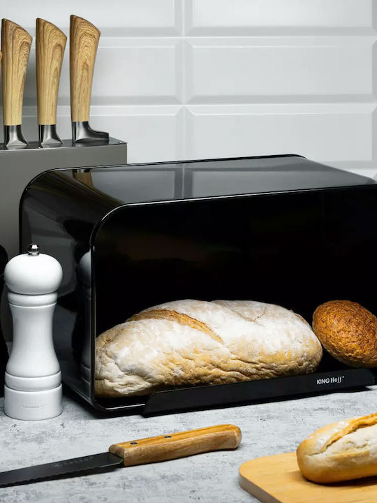 KING Hoff Bread Box Wooden Black 35x20.4x21.5cm