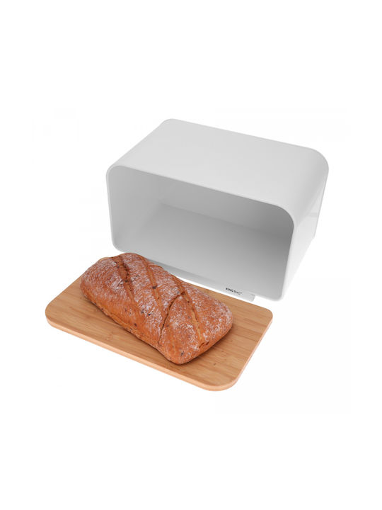 KING Hoff Bread Box Wooden White 35x20.4x21.5cm