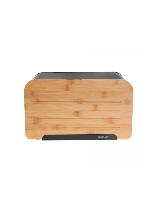 KING Hoff Bread Box Wooden Black 35x20.4x21.5cm