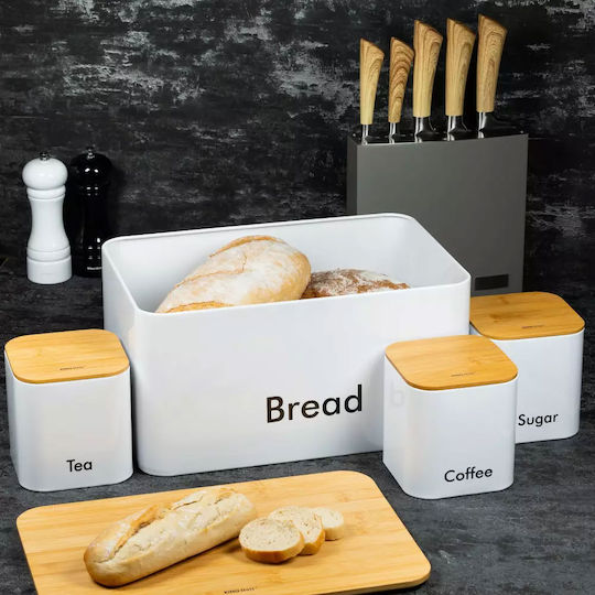 KING Hoff Brotkasten mit Deckel aus Bambus Weiß