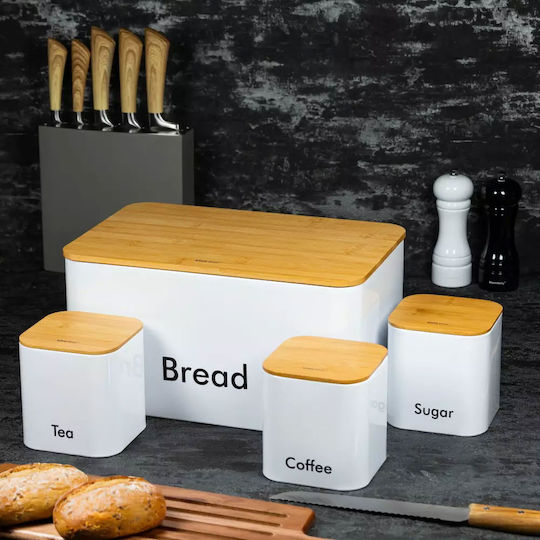 KING Hoff Brotkasten mit Deckel aus Bambus Weiß