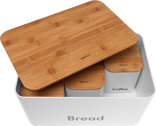 KING Hoff Brotkasten mit Deckel aus Bambus Weiß