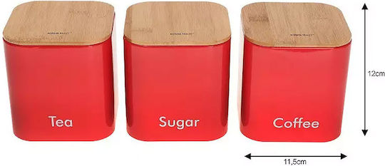 KING Hoff Bread Box with Lid from Bamboo Red 35x23x18.5cm