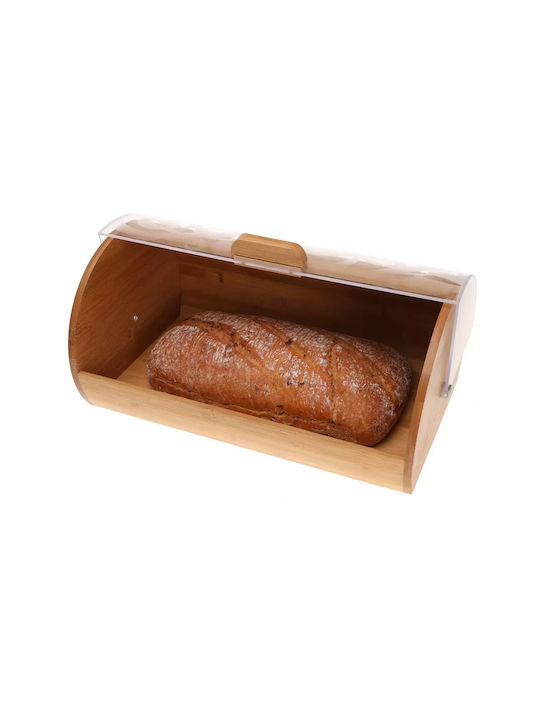 KING Hoff Ψωμιέρα με Καπάκι Ξύλινη Καφέ 36x21x17cm