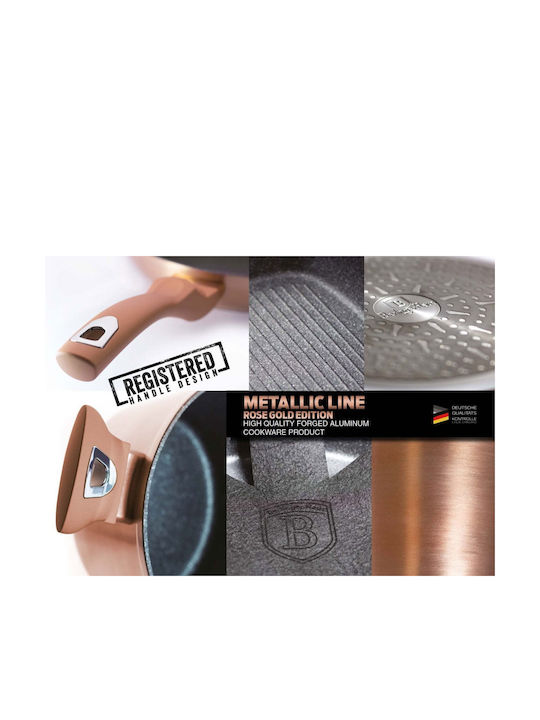 Berlinger Haus Metallic Line Γκριλιέρα από Αλουμίνιο με Επίστρωση από Πέτρα Rose Gold Noir Collection 28cm
