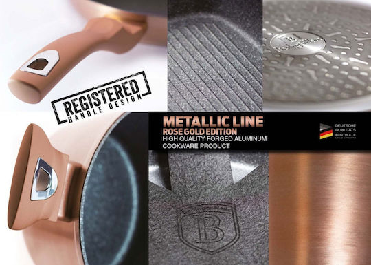 Berlinger Haus Metallic Line Grill made of Aluminum with Stone Coating Rose Gold Noir Collection 28cm