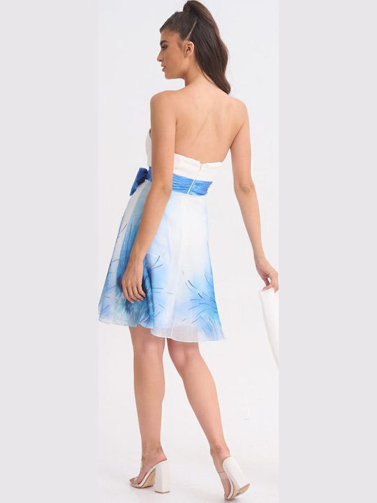 Summer Mini Dress for Wedding - Christening Strapless White