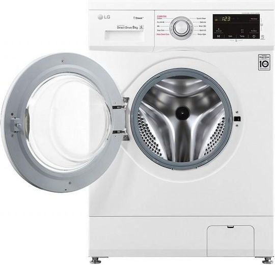 LG Πλυντήριο Ρούχων 8kg με Τεχνολογία Ατμού 1400 Στροφών Inverter Direct Drive F4J3TS4WE