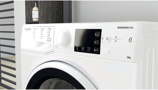 Whirlpool Πλυντήριο Ρούχων 6kg 1200 Στροφών 6th Sense WRBSB 6249 W EU