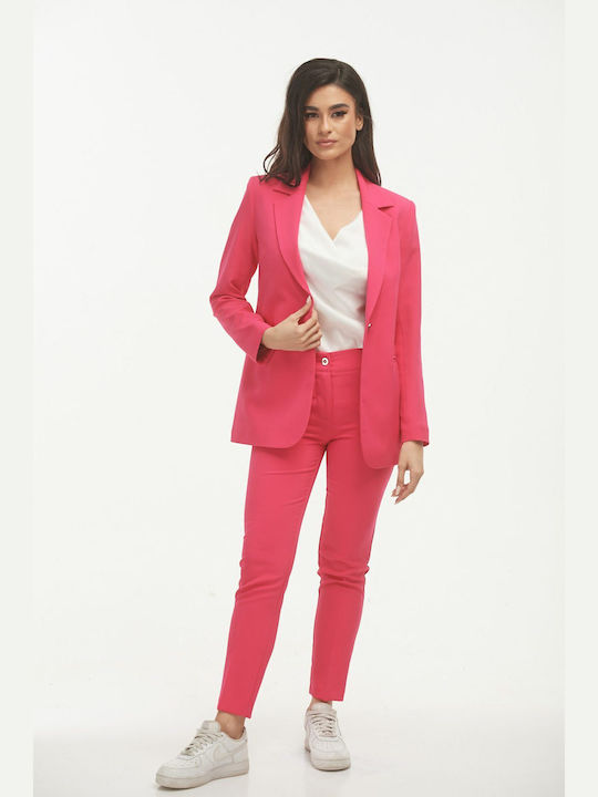 Kannelis Women's Fuchsia Set with Trousers in Regular Fit