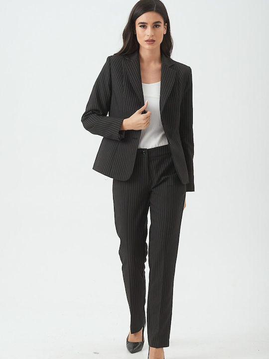 Kannelis Women's Black Set with Trousers Checked