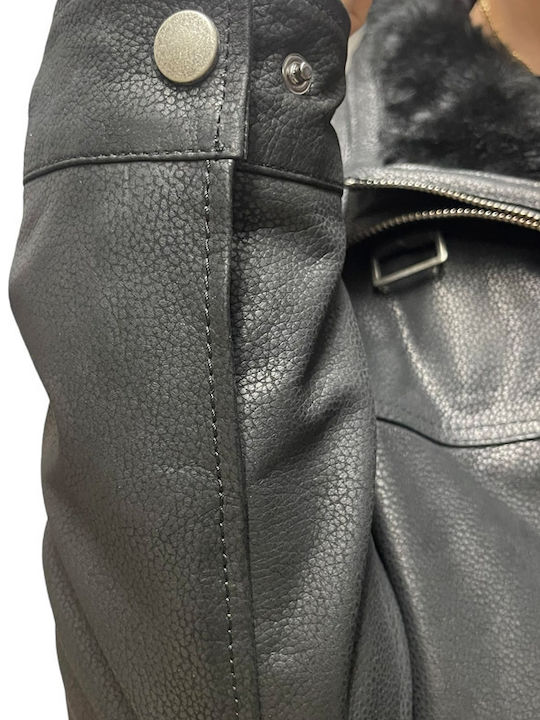 Leather Winter Jacket Black