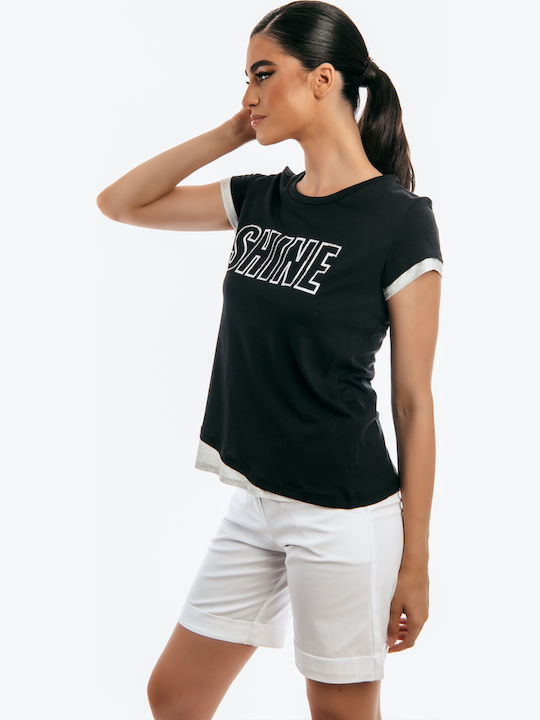 Damen Bluse Kurzärmelig Blue Roulette