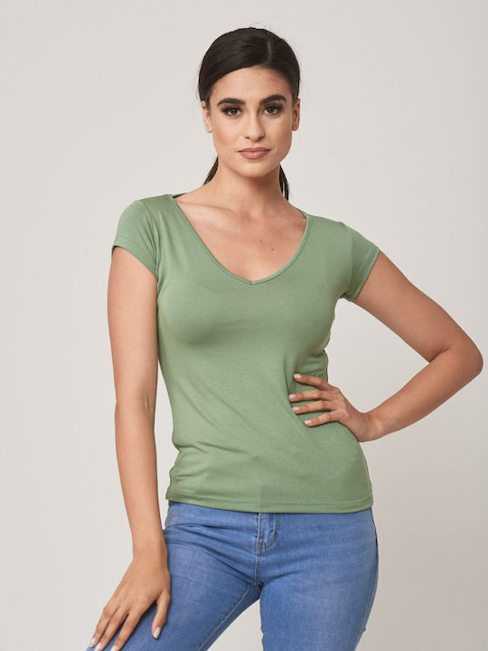 Women's Blouse with V Neckline Mint
