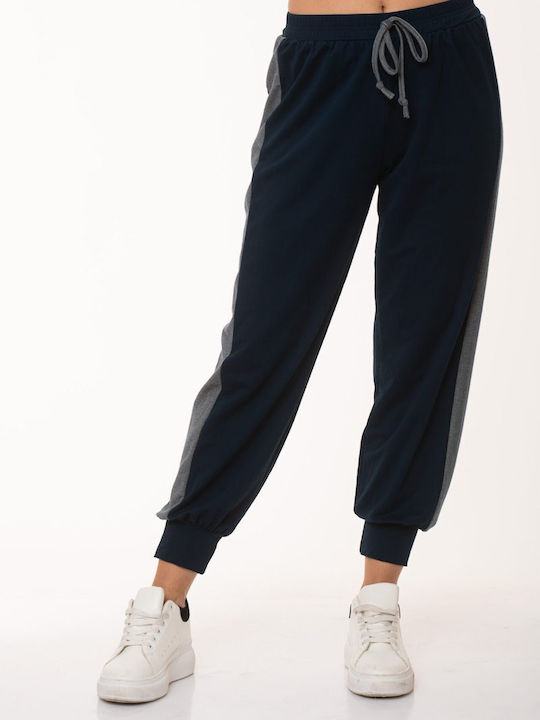 Boutique Women's Fabric Trousers with Elastic Blue