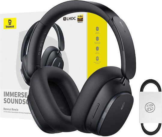 Baseus Bowie H1 Pro Wireless / Wired Over Ear Headphones with 80 hours of Operation and Quick Charge Black