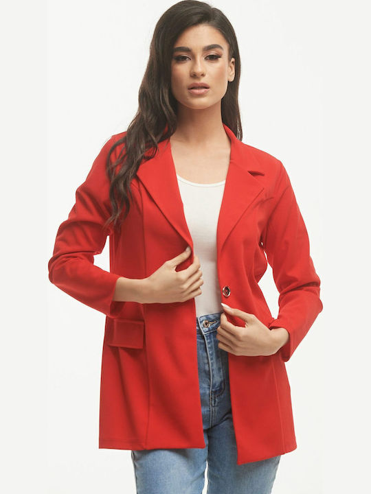 Boutique Γυναικείο Σακάκι Κόκκινο Boutique Γυναικείο Σακάκι Κόκκινο