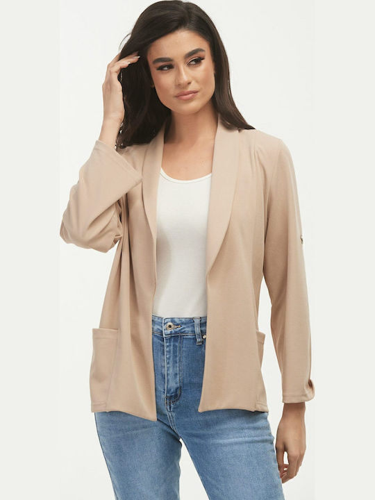 Boutique Γυναικείο Κρεπ Σακάκι Μπεζ