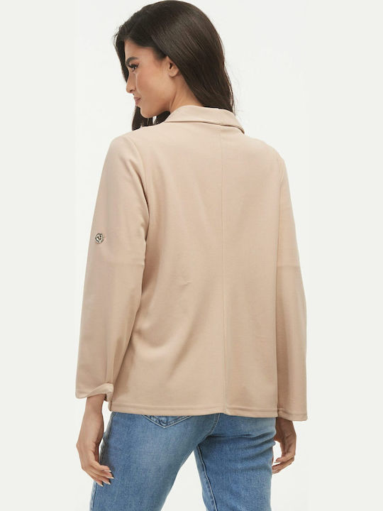 Boutique Γυναικείο Κρεπ Σακάκι Μπεζ