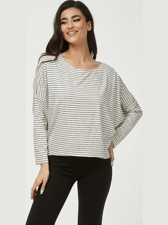 Damen Bluse Gestreift Schwarz