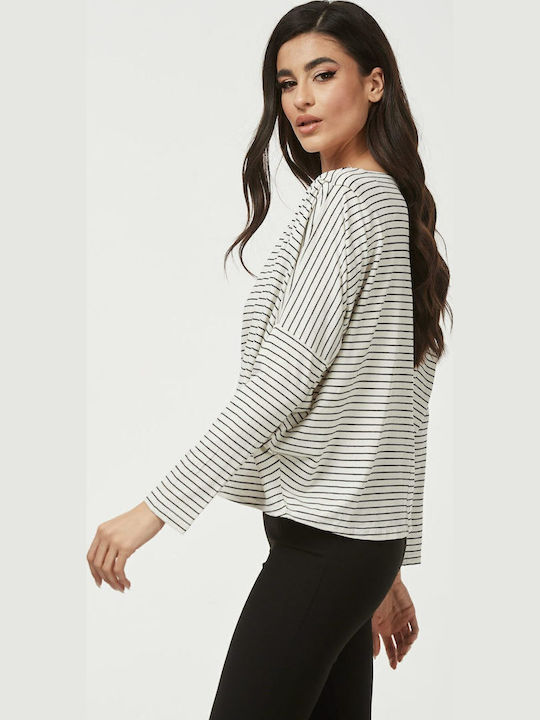 Damen Bluse Gestreift Schwarz
