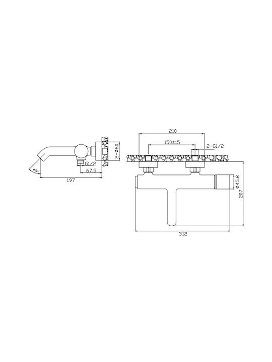 Karag 24603-425A-MN Amestecare Baterie Cadă Neagră