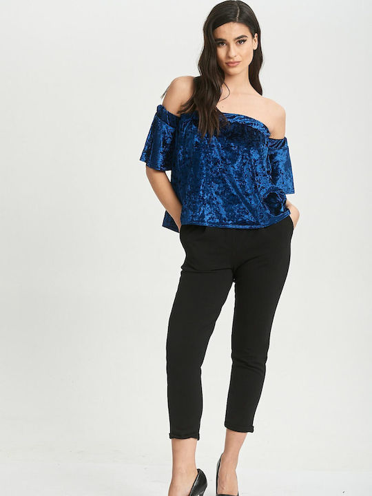 Ecstasy Damen Bluse Trägerlos Blue