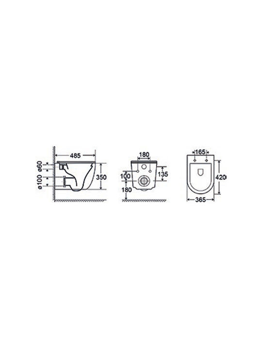 Bianco Ceramica Λεκάνη Κρεμαστή Rimless με Slim Κάλυμμα Soft Close Λευκή