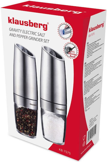 Klausberg Electric Set Spice Mills made of Glass in Silver Color 20cm 1pcs