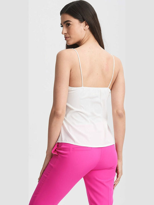 Women's Blouse Satin with Lace White