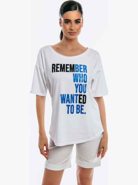 Women's Blouse Cotton Short Sleeve White