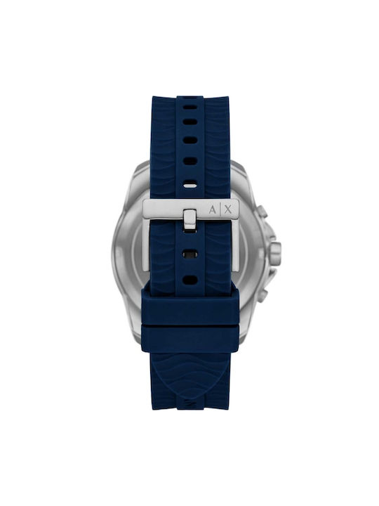 Armani Exchange Watch Chronograph Battery with Blue Rubber Strap