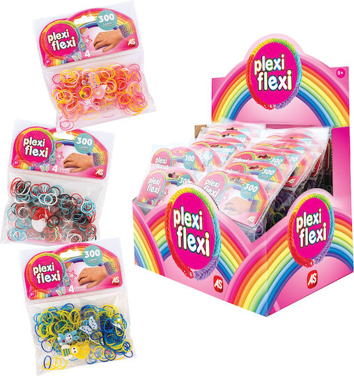 AS Plexi Flexi Rubber Bands Bag 300 Rubber Bands & 4 Accessories for Kids 5+ Years (Various Designs) 1pc