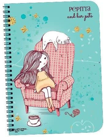 A&G Paper Spiral Notebook Ruled B5 90 Sheets 3 Subjects Umbrellas 1pcs