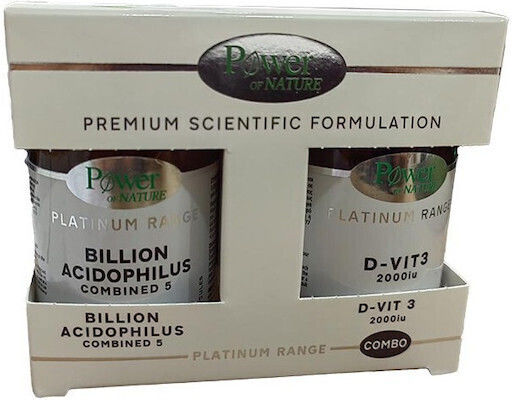 Power Of Nature Platinum Range Billion Acidophilus Combined 5 & D-Vit3 2000iu Пробиотици 20 табове 30 капси